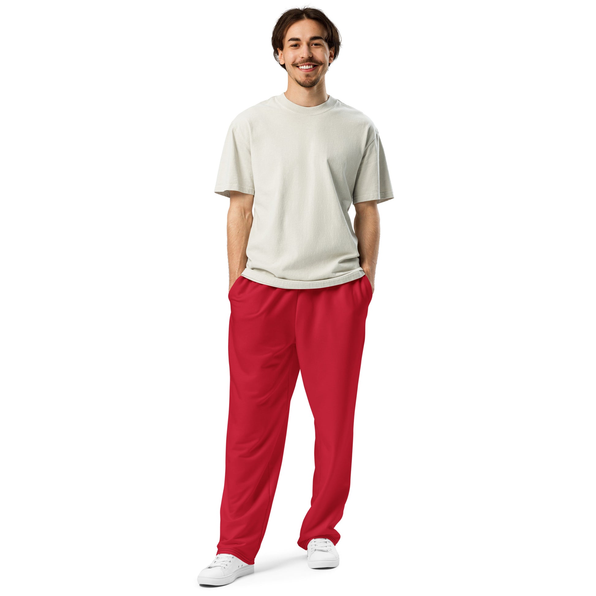 Unisex Wide-leg Recycled Joggers - Red - FLAKOUT