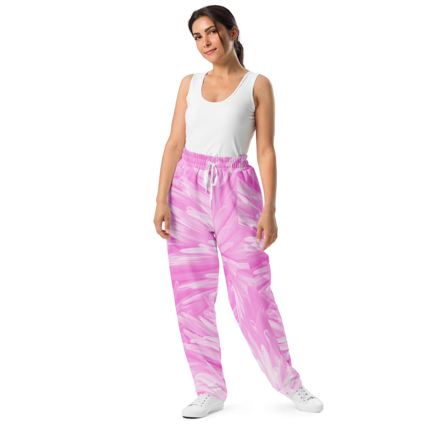 Pink Blossom Women's Wide-leg Recycled Joggers - FLAKOUT