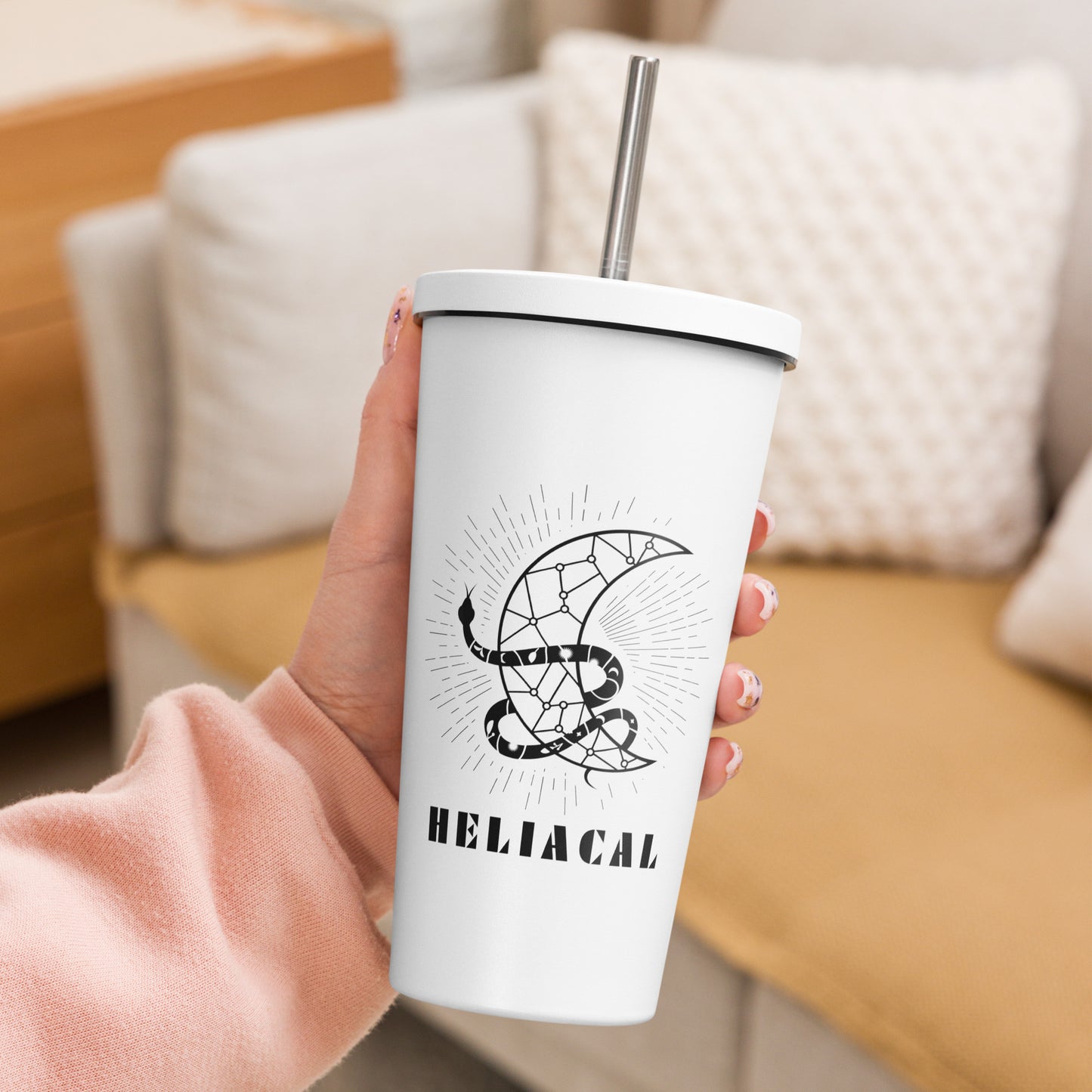 Celestial Heliacal Glow Insulated Tumbler With A Straw - FLAKOUT