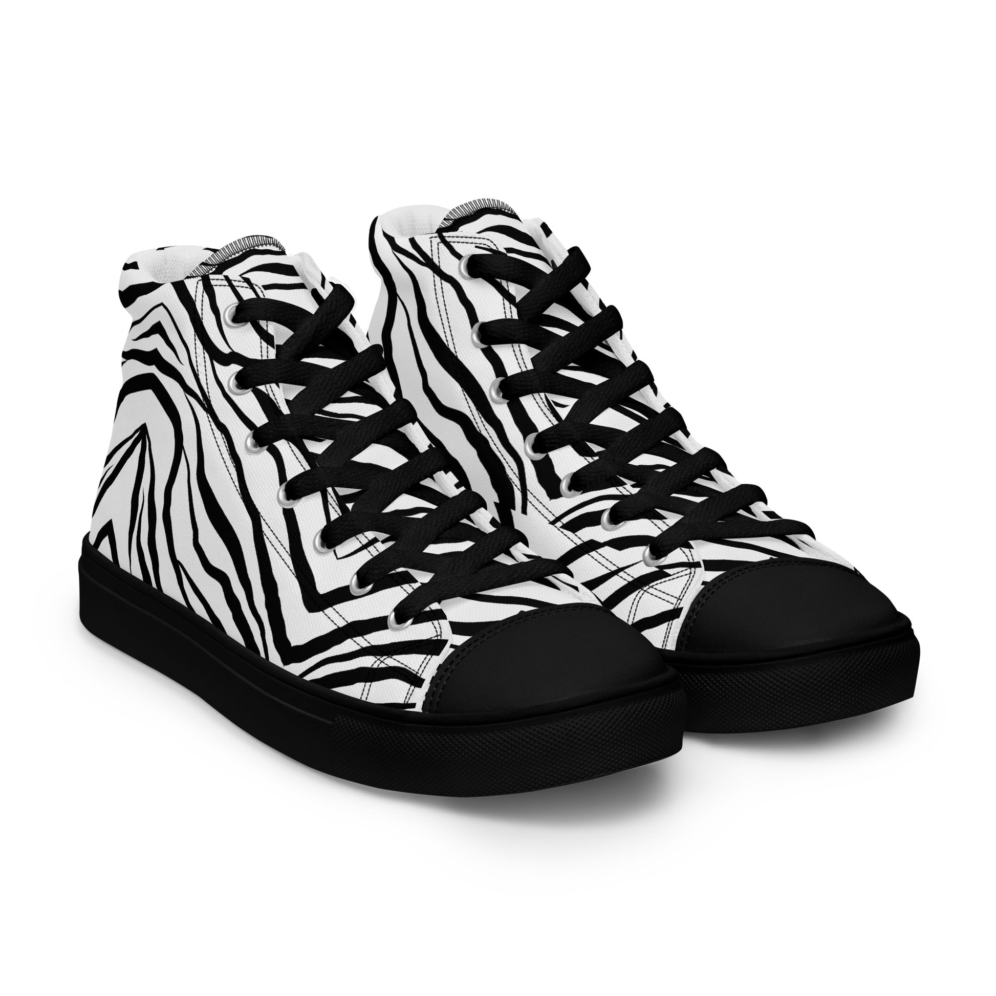 Striped Zebra Vibrance Men’s High Top Canvas Shoes - FLAKOUT