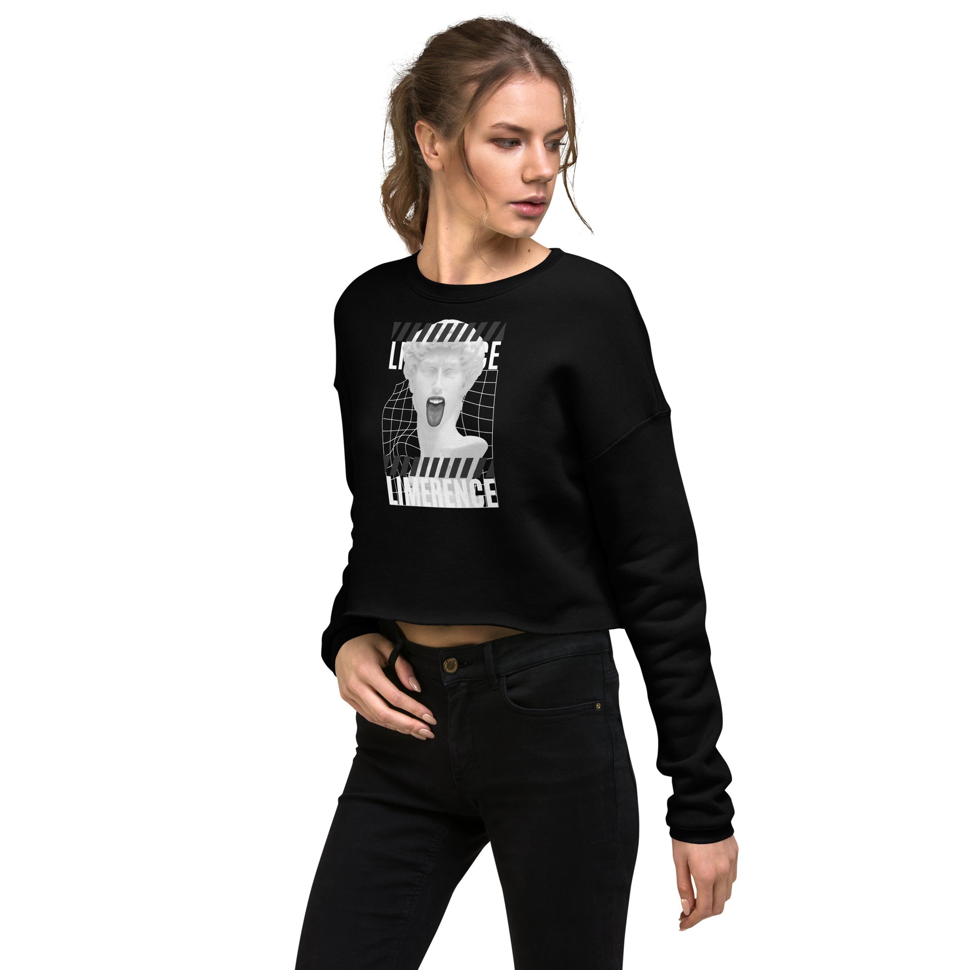 Limerence Women's Crop Sweatshirt - Black - FLAKOUT