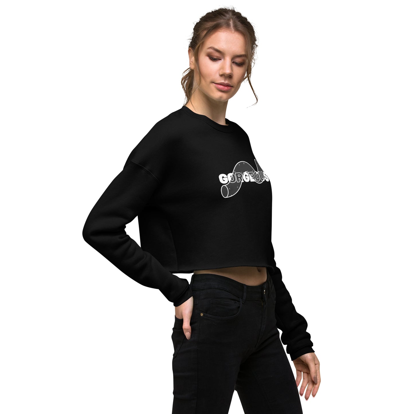 Gorgeous Opullent Allure Women's Crop Sweatshirt - Black - FLAKOUT