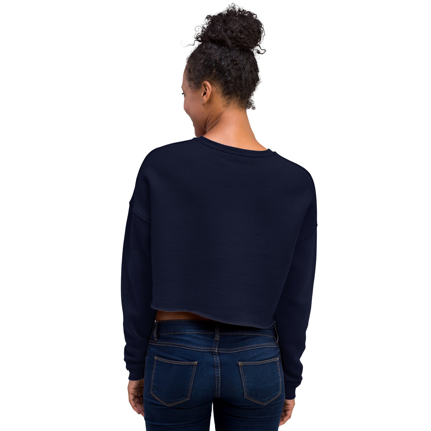 Vivid Existence Live Your Life Women's Crop Sweatshirt - Navy - FLAKOUT